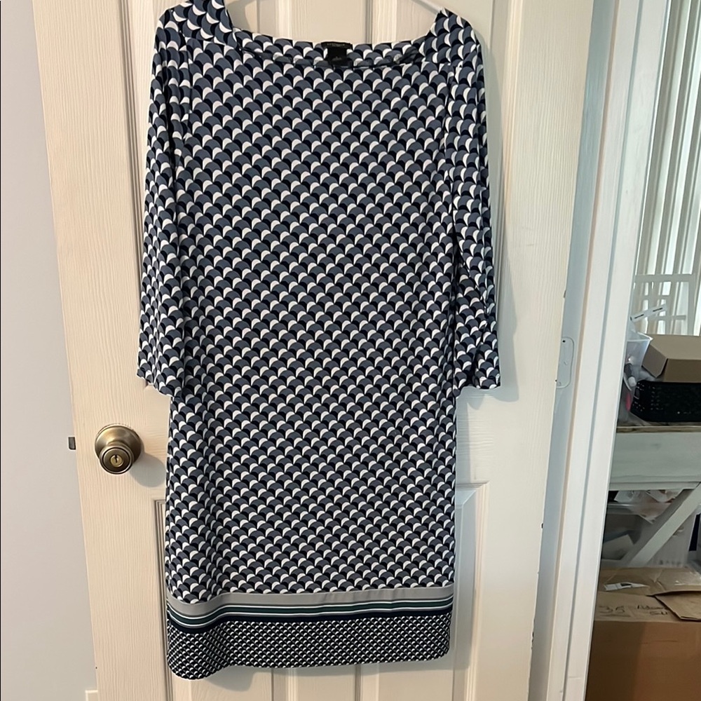 Chic Blueand White Patterned AnnTaylor Dress